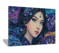 PUQAAEO Peinture murale sur toile Beauté A beautiful woman Art mural，Beauté élégante，Convient pour la décoration de la chambre, du salon et du porche(violet158)-30x45cm Encadrée