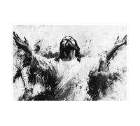 PUQAAEO Posters abstraits Images murales Noir et blanc Jésus Impression moderne sur toile - Pour salon Décoration de chambre à coucher(Couleur noir et blanc)-80x120cm Sans cadre