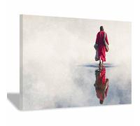 PUQAAEO Sacré-Cœur de Jésus Jésus Décorations murales de salon,Toile murale,S'applique àDécoration de salon,couloir,chambre et salle de bain(blanc)-30x45cm Encadrée