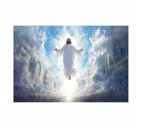 PUQAAEO Sacré-Cœur de Jésus Les nuages et Jésus Décorations murales de salon,Toile murale,S'applique àDécoration de salon,couloir,chambre et salle de bain(rose)-30x45cm Sans cadre