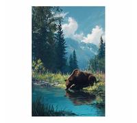 PUQAAEO sur Toile Animal Photos d'œuvres d'art Ours brun pour Le Bureau à Domicile Décoration Moderne Peinture Murale d'art l'image imprimée(noir)-70x100cm Sans cadre