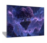 PUQAAEO Tableau Arbre De Vie Arbre de cristal Grande Tableau Decoration Murale, Decoration Salon Moderne, Chambre, Coucher, Salle De Bains Bar Café(bleu171)-30x45cm Encadrée