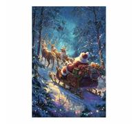 PUQAAEO Tableau de Noël sur toile Père Noël Art de Noël,œuvres d'art modernes,Convient aux chambres, aux bureaux et aux salons,salle de bain(multicolore97)-30x45cm Sans cadre