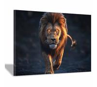PUQAAEO tableau d'œuvres d'art animales Le lion masculin art mural populaire, pour la décoration murale du salon, de la chambre à coucher, Bureau et cuisine(Multicolore17)-40x60cm Encadrée