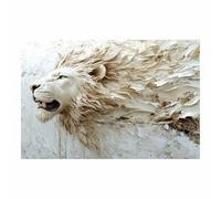 PUQAAEO tableau d'œuvres d'art animales Lion blanc art mural populaire, pour la décoration murale du salon, de la chambre à coucher, Bureau et cuisine(Blanc71)-80x120cm Sans cadre
