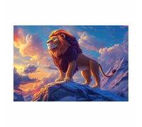 PUQAAEO tableau d'œuvres d'art animales Lion en dessin animé art mural populaire, pour la décoration murale du salon, de la chambre à coucher, Bureau et cuisine(Multicolore53)-80x120cm Sans cadre