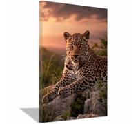 PUQAAEO tableau sur toile représentant la faune Le lion décoration murale, grande taille, pour salon, chambre, couloir, bureau, salle de bain(multicolore170)-60x90cm Encadrée