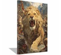 PUQAAEO tableau sur toile représentant la faune Le lion décoration murale, grande taille, pour salon, chambre, couloir, bureau, salle de bain(multicolore106)-80x120cm Encadrée