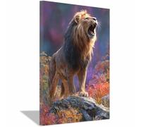 PUQAAEO Toile d'animaux amusants Le lion Affiche d'art imprimée, pour le salon, la chambre,couloir,bureau,la salle de bain,l'hôtel ou le café(multicolore35)-70x100cm Encadrée