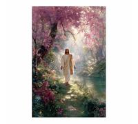 PUQAAEO Toile murale Jésus Jésus et la mer Jesus-Thema,Art chrétien,Convient pour le salon,la chambre à coucher, l'églisebureau,Kirche studieren(rose101)-80x120cm Sans cadre