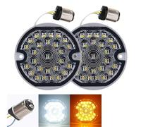 PUQWRIM Phares Pour Road Pour King Pour Electra Pour Glide Pour Ultra Classic 3 1/4 Pouces LED 1157 Clignotants Avant/arrière Lentille Feu De Freinage Phare Moto(1157 White Amber)