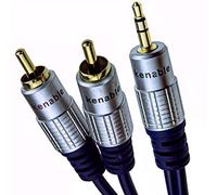 Pur HQ cuivre desoxygéné 3,5 mm Stéréo Jack vers 2 RCA Cinch Fiches câble Plaqués Or 5 m [5 mètre/5m]