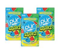 PUR Jumbo SOURZ Gum | Chewing-gum sans aspartame | Au xylitol | Arôme naturel | Framboise bleue acide, Pastèque acide, 20 pièces (Lot de 3)