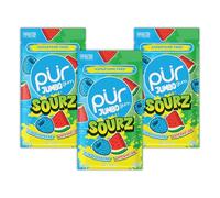 PUR Jumbo SOURZ Lot de 20 gommes à mâcher sans aspartame, 100 % xylitol, goût naturel, framboise bleue aigre, pastèque acide
