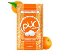 PUR Mints - Bonbons à la menthe sans aspartame - Au xylitol - Sans sucre, vegan, sans gluten - Saveur naturelle de tangerine - 65 pièces dans un sachet refermable (Paquet de 1)
