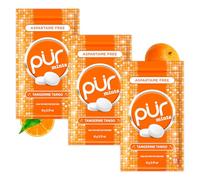 PUR Mints - Bonbons à la menthe sans aspartame - Au xylitol - Sans sucre, vegan, sans gluten - Saveur naturelle de tangerine - 65 pièces dans un sachet refermable (Paquet de 3)