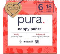 Pura Culotte Eco Taille 6 (15 kg+), 18 pièces - jetable pour peaux sensibles et enclins aux allergies, hypoallergénique, sans parfum, facile à déchirer