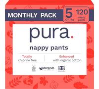 Pura Culottes Éco - Taille 5 (12-17kg), 6 x 20 (120 Au Total), Jetables Pour Peaux Sensibles Et Sujettes Aux Allergies, Hypoallergéniques