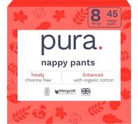 Pura Culottes Éco, Taille 8 (19kg+), 45 en 3 Packs de 15, Jetables Hypoallergéniques pour Peaux Sensibles et Sujettes aux Allergies