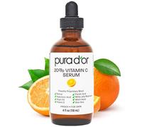 Pura D'Or 20% de vitamine c sérum (118 ml) avec l'acide hyaluronique, acide férulique, la vitamine e, super antioxydants, huile d'argan et aloe vera - force professionnelle