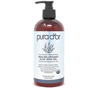 PURA D'OR Gel d'Aloe Vera BIOLOGIQUE de 16 oz - Non parfum - Entirement naturel - ZRO conservateurs artificiels - Hydratant et hydratant en pr