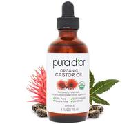 Pura D'Or Huile de ricin (118 ml) 100% pure tout huile naturel pour la croissance des cheveux, sourcils, cils pressée à froid hexane sans huile pour hydrater et guérir la peau sèche