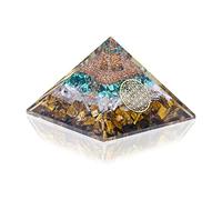PURA ESPRIT Orgone Pyramide Oeil De Tigre Sélénite Brut Cristal De Quartz Clair Point - Générateur D'Énergie Positive Pyramide D'Orgonite pour La Protection Emf - Pyramide De Pierres De Guérison