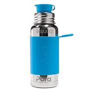 Pura Sport Bouteille d'eau isotherme en acier inoxydable 473 ml avec bouchon à rabat en silicone (sans plastique, non toxique, sans BPA)