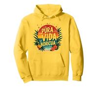 Pura Vida Boricua : Tropical Paradise Puerto Rico Pride Sweat à Capuche, Unisexe pour Adultes, Citron, XXL