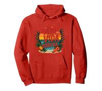 Pura Vida Boricua : Tropical Paradise Puerto Rico Pride Sweat à Capuche, Unisexe pour Adultes, Rouge, XXL