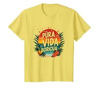 Pura Vida Boricua : Tropical Paradise Puerto Rico Pride T-Shirt, Enfant, Citron, 2 Ans
