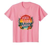 Pura Vida Boricua : Tropical Paradise Puerto Rico Pride T-Shirt, Enfant, Rose, 10 Ans