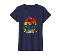 Pura Vida Boricua : Tropical Paradise Puerto Rico Pride T-Shirt, Femme, Bleu Marine, XXL