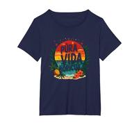 Pura Vida Boricua : Tropical Paradise Puerto Rico Pride T-Shirt, Femme Grandes Tailles, Bleu Marine, 6X