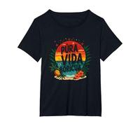 Pura Vida Boricua : Tropical Paradise Puerto Rico Pride T-Shirt, Femme Grandes Tailles, Noir, 5X