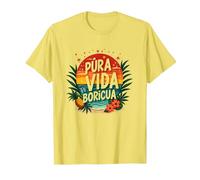 Pura Vida Boricua : Tropical Paradise Puerto Rico Pride T-Shirt, Homme, Citron, 3XL