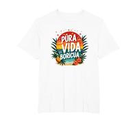 Pura Vida Boricua : Tropical Paradise Puerto Rico Pride T-Shirt, Homme Grandes Tailles, Blanc, 4X Tall