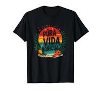 Pura Vida Boricua : Tropical Paradise Puerto Rico Pride T-Shirt, Homme, Noir, 6XL