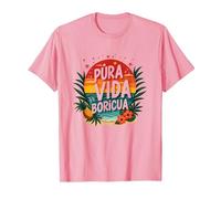 Pura Vida Boricua : Tropical Paradise Puerto Rico Pride T-Shirt, Homme, Rose, M
