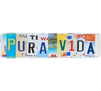 Pura Vida II Plaque en aluminium de style vintage Décoration murale Plaque de porte 10,2 x 40,6 cm