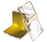 Pura X Étui de protection pour Huawei Pura X transparent galvanisé avec charnière et film de protection d'écran - Or