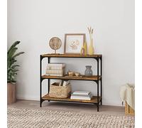 puraday Bibliothèque Armoire à Vitrine Polyvalente Cloison de Séparation Organisateur pour Livres Décoration de Maison Design Élégant et Classique Chêne Fumé 80x33x70,5 cm