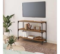 puraday Bibliothèque Armoire à Vitrine Polyvalente Cloison de Séparation Organisateur pour Livres Décoration de Maison Design Élégant et Classique Chêne Fumé 100x33x70,5 cm