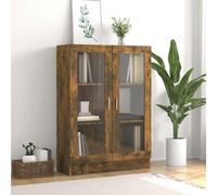 puraday Bibliothèque Armoire à Vitrine Polyvalente Organisateur pour Livres Cloison de Séparation Décoration de Maison Design Élégant et Classique Chêne Fumé 82,5x30,5x115 cm