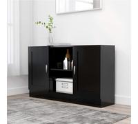 puraday Buffet Salle à Manger Noir 120x30,5x70 cm Aggloméré Armoire Latérale Chambres à Coucher Salon Fonction d'affichage pour Exposer Objets Décoratifs Cadres Photo Plantes en Pot