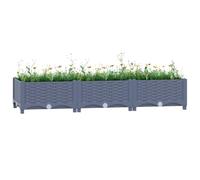 puraday Jardinière de Jardin 120x40x23 cm Gris Polypropylène Lit de Plantation Offre Suffisamment d’Espace Pot de Terrasse Balcon pour Plantes Légumes Herbes Aromates Fleurs