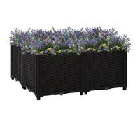 puraday Jardinière de Jardin 80x80x38 cm Noir Polypropylène Lit de Plantation Offre Suffisamment d’Espace Pot de Terrasse Balcon pour Plantes Légumes Herbes Aromates Fleurs