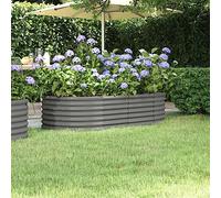 puraday Jardinière de Jardin Acier Enduit de Poudre 152x80x36 cm Gris Lit Surélevé de Cour Thermolaqué Contre Rouille Terrasse Pot à Fleurs de Forme Ovale Grand Espace Facile à Assembler