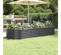 puraday Jardinière de Jardin Acier Enduit de Poudre 224x80x36 cm Anthracite Lit Surélevé de Cour Thermolaqué Contre Rouille Terrasse Pot à Fleurs de Forme Ovale Grand Espace Facile à Assembler