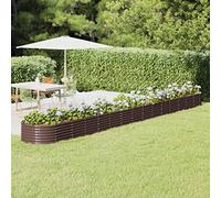 puraday Jardinière de Jardin Acier Enduit de Poudre 620x80x36 cm Marron Lit Surélevé de Cour Thermolaqué Contre Rouille Terrasse Pot à Fleurs de Forme Ovale Grand Espace Facile à Assembler
